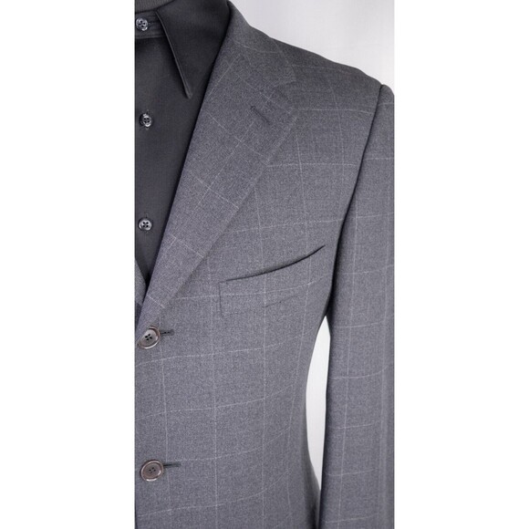 Pull Pal Zileri Mens 2 Piece Suit Wool Gray Check Jacket Size 42R Pants 34X28 - Picture 4 of 16